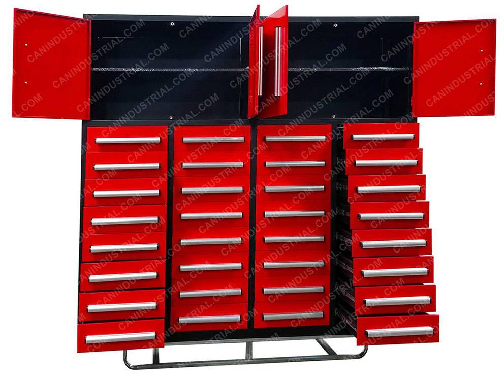 7 FEET 32 DRAWER HEAVY DUTY STEEL TOOL CABINET WITH 2 TOP CABINETS
