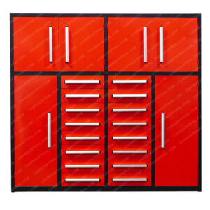7 Feet 16 Drawer Heavy Duty Steel Tool Cabinet with 2 Top Cabinets