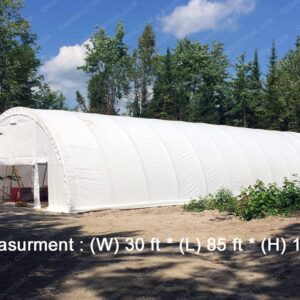 30' x 85' x 15' Storage Building Shelter Dome (450 GSM Fabric)