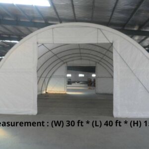 30' x 40' x15' Storage Building Dome Type Single Truss (450 PE Fabric)