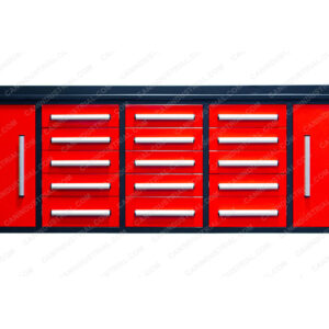 10 Feet 15 Drawer Heavy Duty Steel WorkStation with 2 Side Cabinets